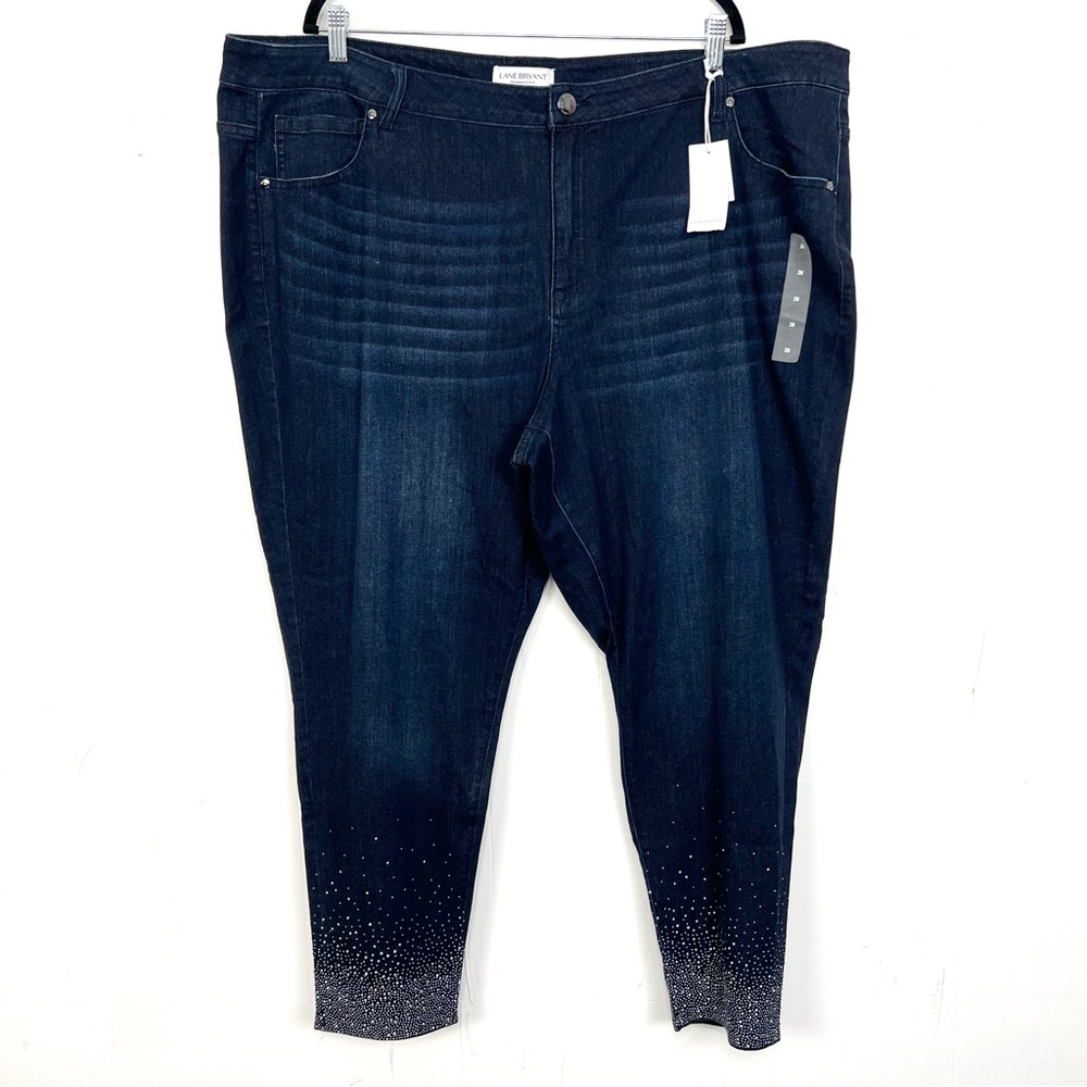NWT Lane Bryant Dark Wash Embellished Skinny Jeans Plus Size 28